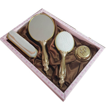 Saraylı Gold Çiçek Buketi Ayna Fırça Tuvalet Tkm 101