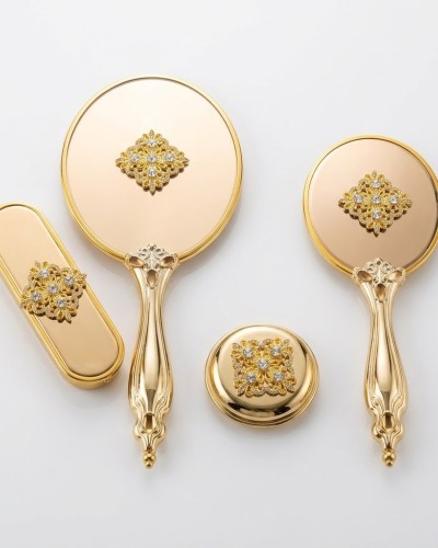 Saraylı Hürrem Model Gold 4 Parça Ayna Fırça Seti