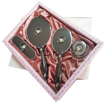 Saraylı Silver İnci Fiyonk Ayna Fırça Takımı 101