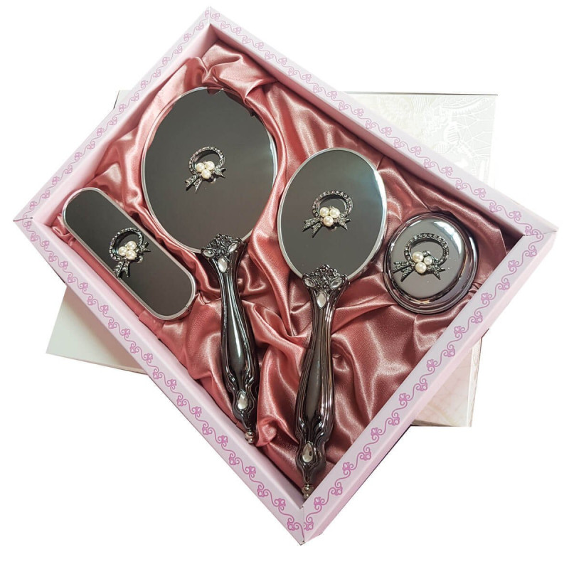 Saraylı Silver İnci Fiyonk Ayna Fırça Takımı 101