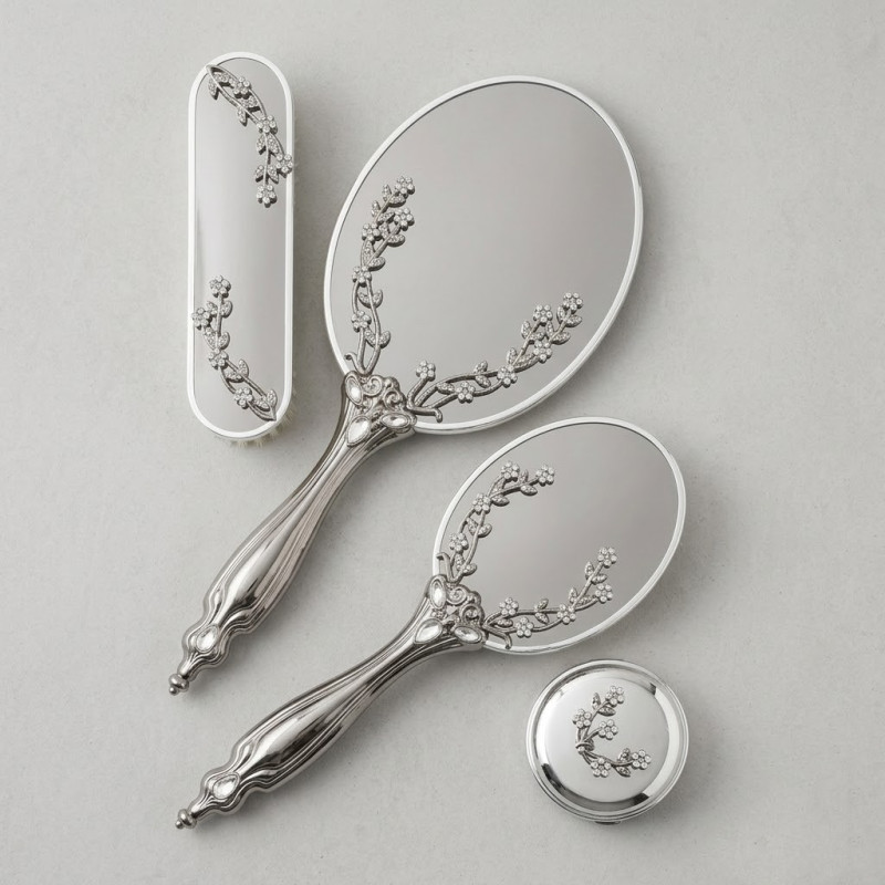 Saraylı Silver Sarmaşık Ayna Fırça Tuvalet Tkm 101