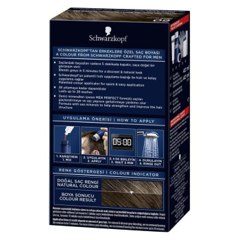 Schwarzkopf Men Perfect Erkek Saç Boyası 60 - Kahve 3 Adet