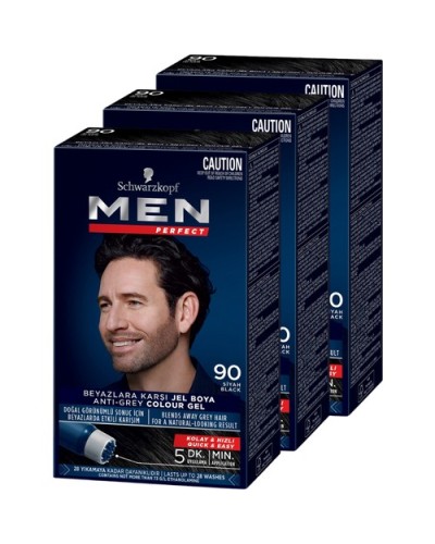 Schwarzkopf Men Perfect Erkek Saç Boyası 90 - Siyah 3 Adet