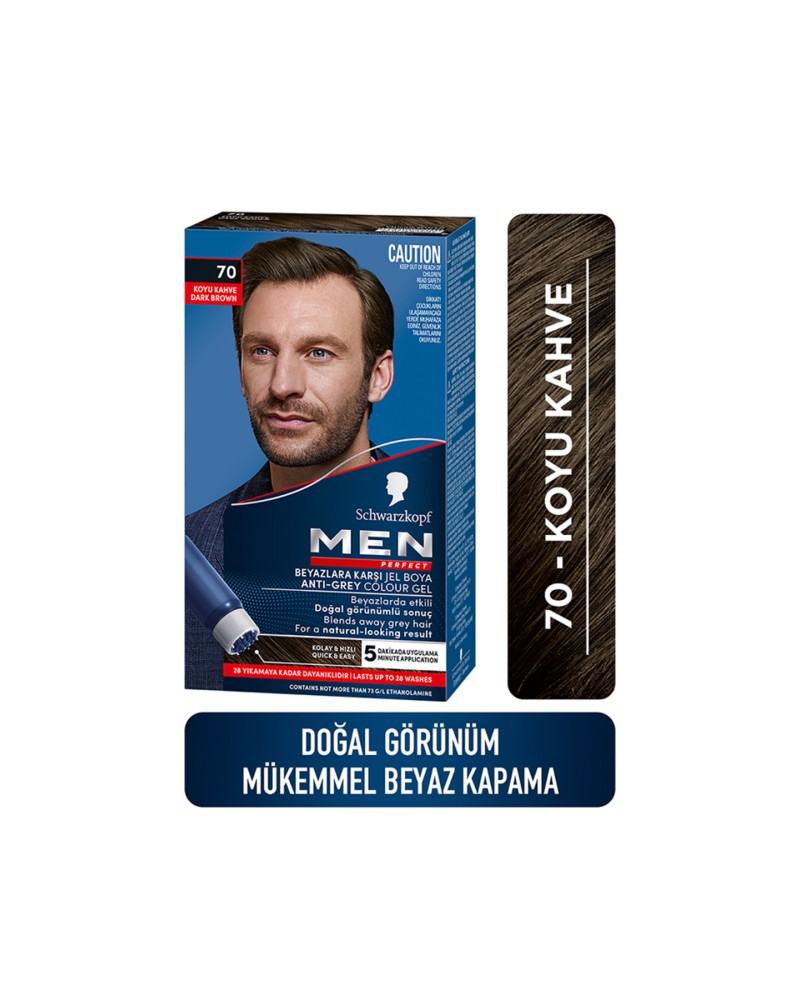 Schwarzkopf Men Perfect Saç Boyası 70- Koyu Kahve-Kolay ve Hızlı Beyaz Kapama - 3 ADET Schwarzkopf Men Perfect Saç Boyası 70- Koyu Kahve-Kolay ve Hızlı Beyaz Kapama - 3 ADET
