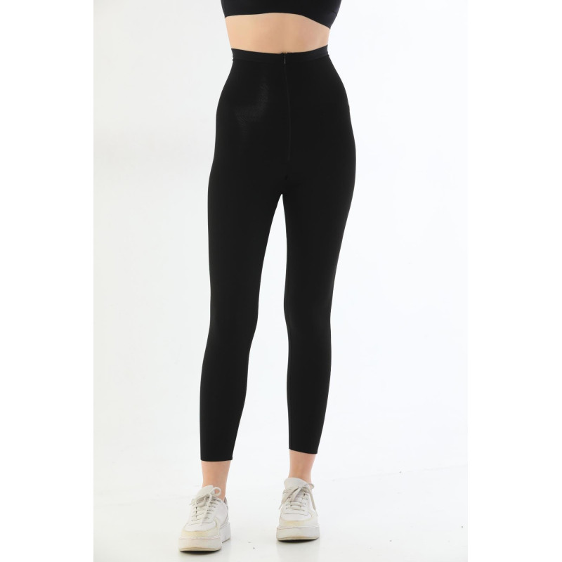 SİYAH MI 2711 Lazer Kesim Fermuarlı Uzun Tayt