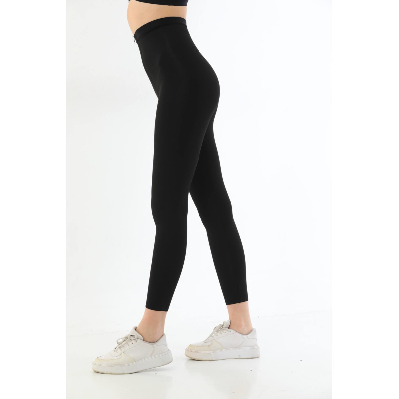 SİYAH MI 2711 Lazer Kesim Fermuarlı Uzun Tayt