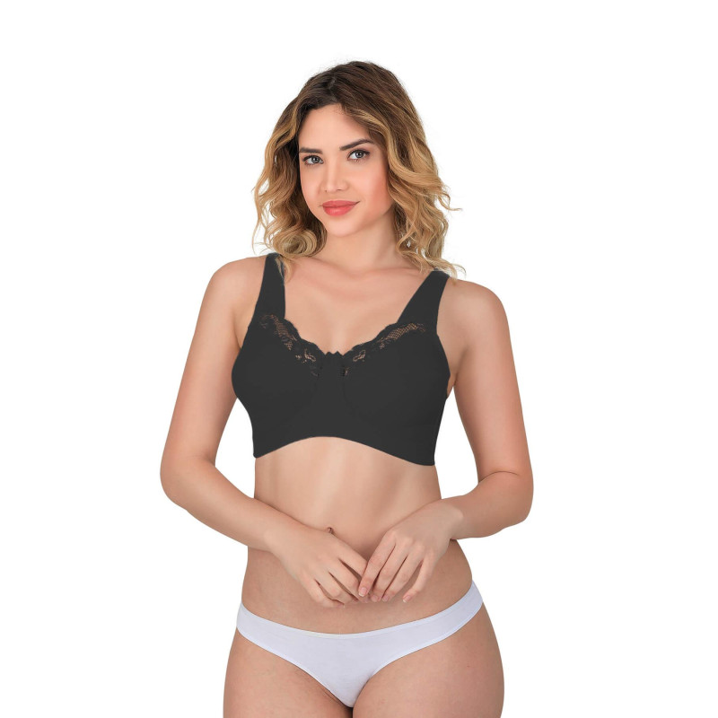 SİYAH MI Emay 181 B Dantelli Toparlayıcı Cotton Sütyen