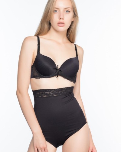 SİYAH MI Emay 2028 Dantelli Yüksek Bel Slip Korse