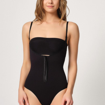 SİYAH MI Emay 2043 Göğsü Açık Agraflı Body Korse