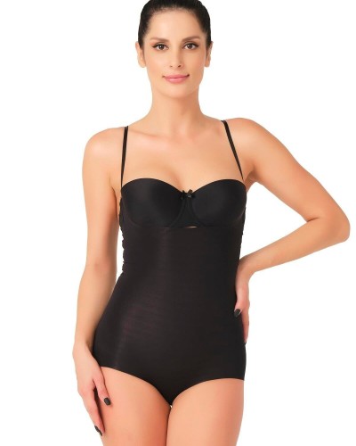 SİYAH MI Emay 2723 Lazer Kesim Göğsü Açık Slip Korse