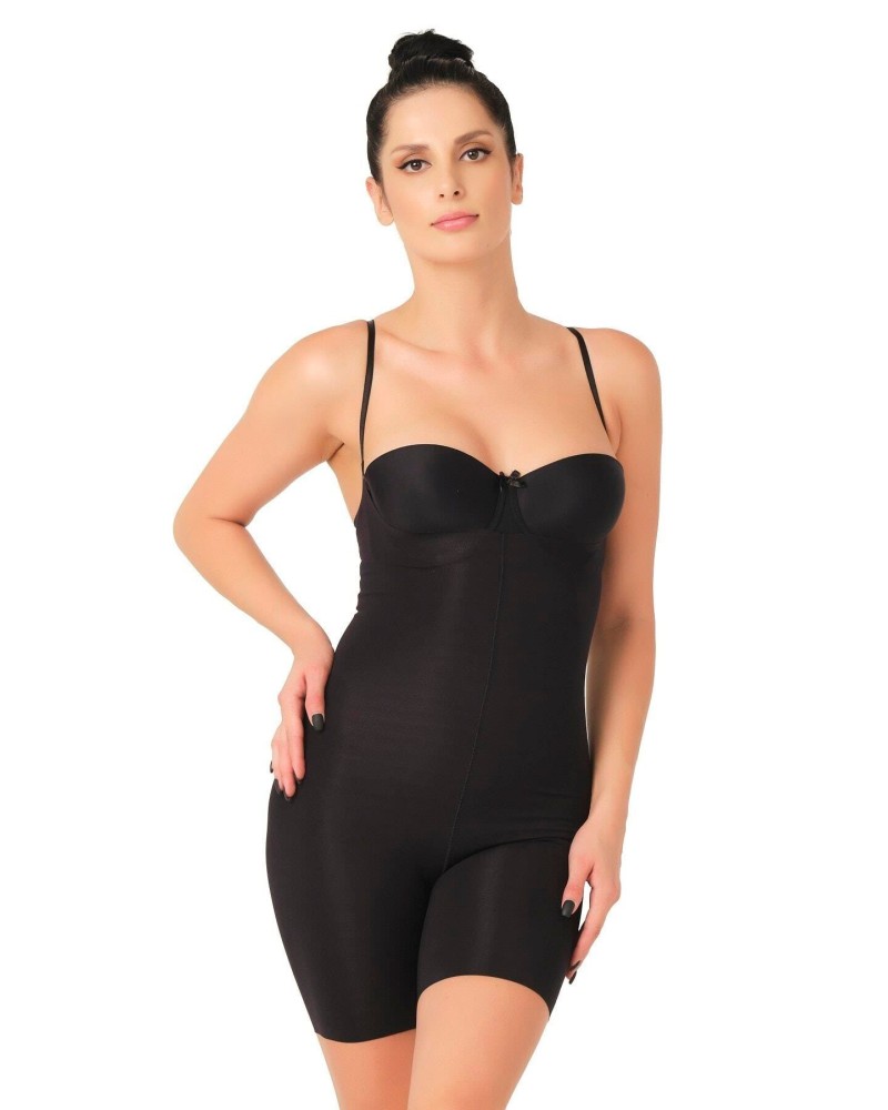 SİYAH MI Emay 2758 Lazer Kesim Göğsü Açık Boxer  Korse