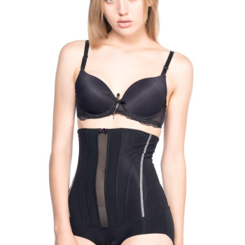 SİYAH MI Emay 2886 Yüksek Bel Tül Slip Lazer Korse