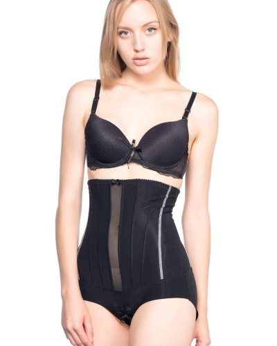 SİYAH MI Emay 2886 Yüksek Bel Tül Slip Lazer Korse