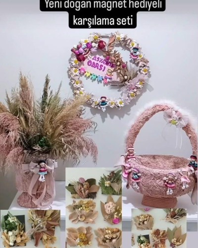 Yeni Doğan Kız Bebek Magnet Hediyeli Karşılama Seti Yeni Doğan Kız Bebek Magnet Hediyeli Karşılama Seti