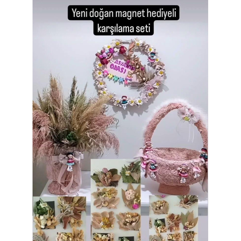 Yeni Doğan Kız Bebek Magnet Hediyeli Karşılama Seti