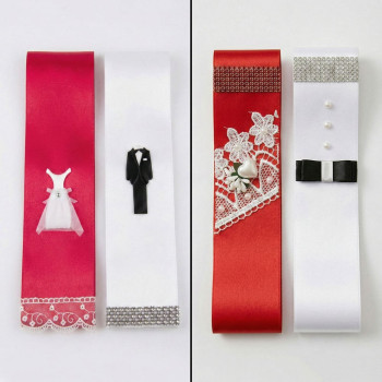 Taşlı Güpürlü Gelin Damat Takı Kurdela Kuşak 2 Adet