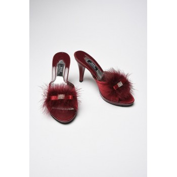 GC Bordo Taşlı Kaztüyü Platform Bayan Terlik 175