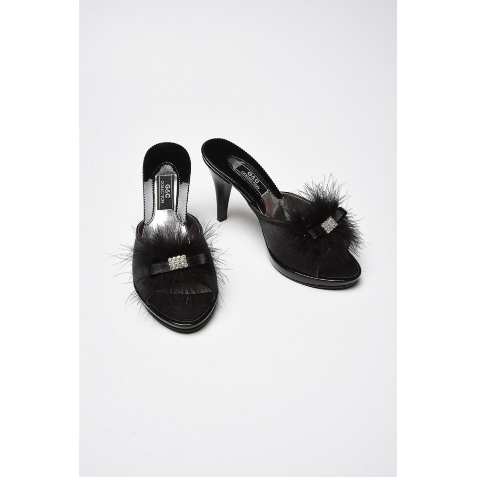 Taşlı Kaztüyü Platform Bayan Terlik 175