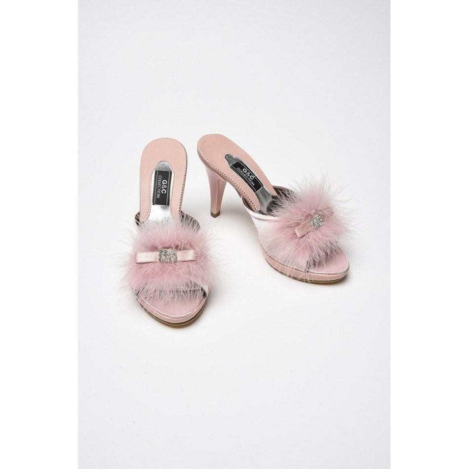 Taşlı Kaztüyü Platform Bayan Terlik 175