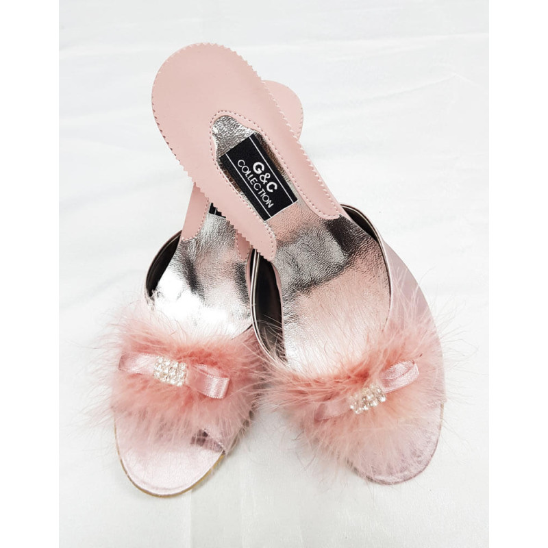 Taşlı Kaztüyü Taşlı Platform Bayan Terlik 215