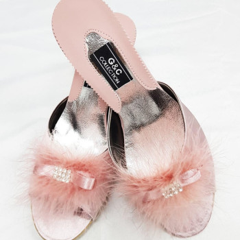 Taşlı Kaztüyü Taşlı Platform Bayan Terlik 215