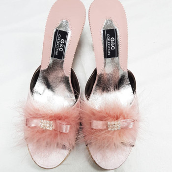 Taşlı Kaztüyü Taşlı Platform Bayan Terlik 215