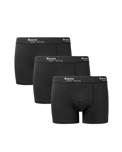 Kom Tight Pamuklu 3 lü Erkek Boxer - Siyah