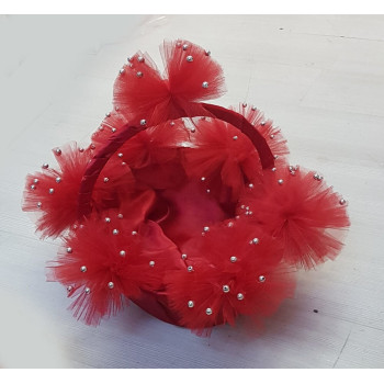 Tüllü Ponpon Kına Gecesi Tepsi ve Sepeti 2'li