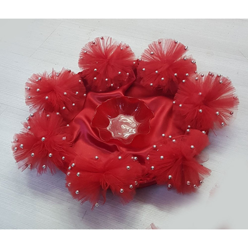 Tüllü Ponpon Kına Gecesi Tepsi ve Sepeti 2'li