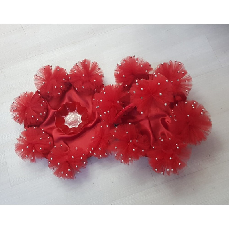 Tüllü Ponpon Kına Gecesi Tepsi ve Sepeti 2'li