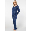 Türen Çiçek Desenli Uzun Kollu Patli Pijama Takimi 3382/Lacivert