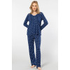 Türen Çiçek Desenli Uzun Kollu Patli Pijama Takimi 3382/Lacivert