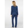 Türen Çiçek Desenli Uzun Kollu Patli Pijama Takimi 3382/Lacivert