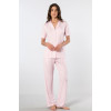Türen Çizgili Kisa Kollu Gömlek Yaka Pijama Takimi 3355/Pembe Türen Çizgili Kisa Kollu Gömlek Yaka Pijama Takimi 3355/Pembe