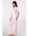 Türen Çizgili Kisa Kollu Gömlek Yaka Pijama Takimi 3355/Pembe Türen Çizgili Kisa Kollu Gömlek Yaka Pijama Takimi 3355/Pembe