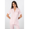 Türen Çizgili Kisa Kollu Gömlek Yaka Pijama Takimi 3355/Pembe Türen Çizgili Kisa Kollu Gömlek Yaka Pijama Takimi 3355/Pembe