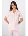 Türen Çizgili Kisa Kollu Gömlek Yaka Pijama Takimi 3355/Pembe Türen Çizgili Kisa Kollu Gömlek Yaka Pijama Takimi 3355/Pembe