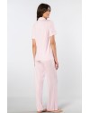 Türen Çizgili Kisa Kollu Gömlek Yaka Pijama Takimi 3355/Pembe Türen Çizgili Kisa Kollu Gömlek Yaka Pijama Takimi 3355/Pembe
