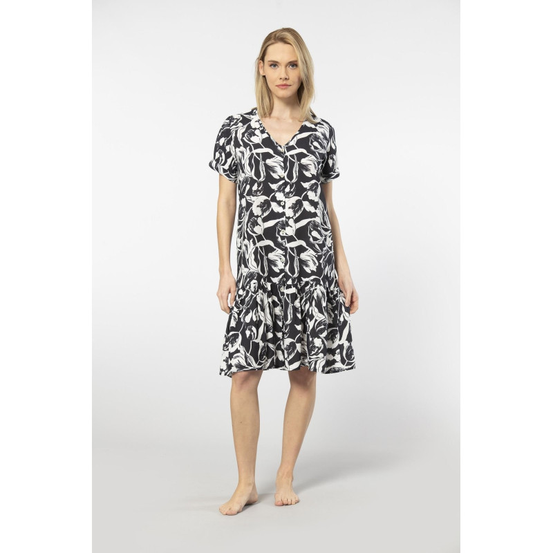 Türen Dokuma Dügmeli Elbise 3603/Siyah