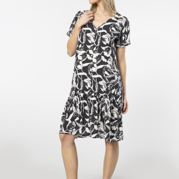 Türen Dokuma Dügmeli Elbise 3603/Siyah