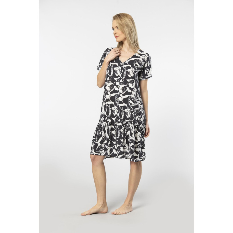 Türen Dokuma Dügmeli Elbise 3603/Siyah