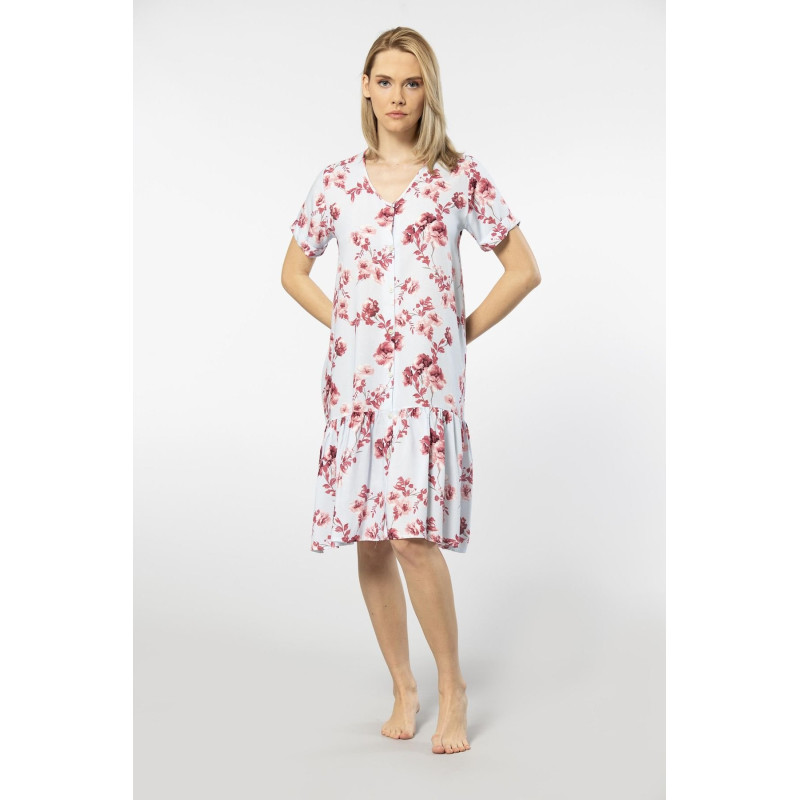 Türen Dokuma Dügmeli Elbise 3603/Mavi