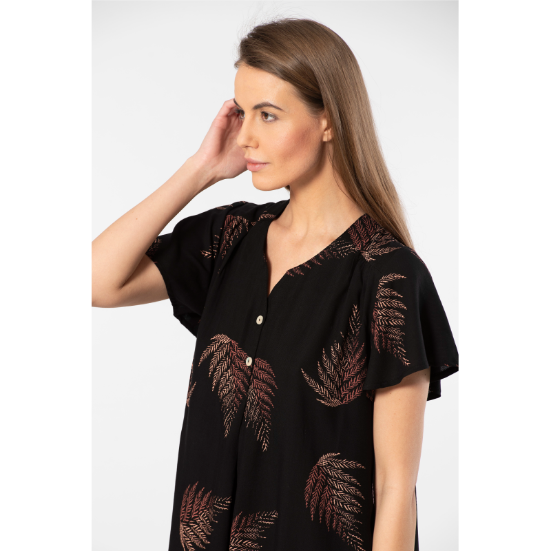 Türen Dokuma Patli Elbise 3399/Siyah