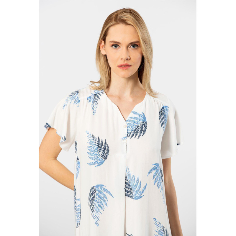 Türen Dokuma Patli Elbise 3399/Ekru