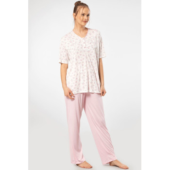 Türen Empirme Patli Battal Kisa Kollu Pijama Takimi 3369/Pembe
