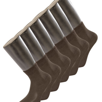 Türen Erkek Düz Yarım Soket Çorap 6'lı Paket 9102/Kahverengi
