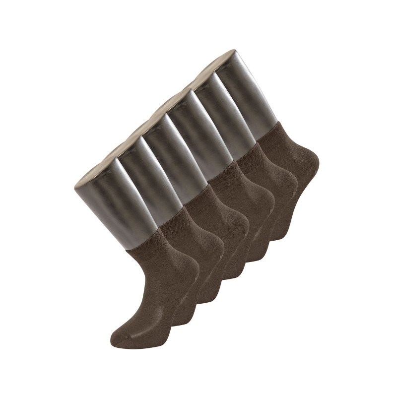 Türen Erkek Düz Yarım Soket Çorap 6'lı Paket 9102/Kahverengi
