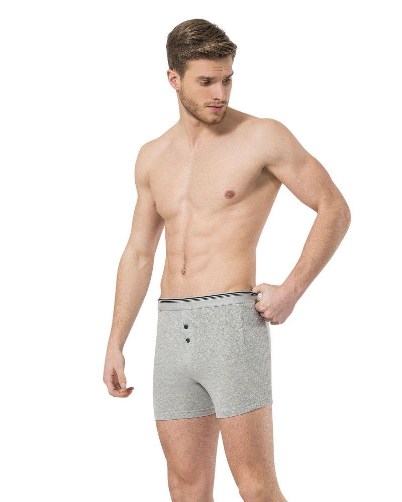 Türen Erkek Likrali Dügmeli Boxer 2'li Paket 135/Gri