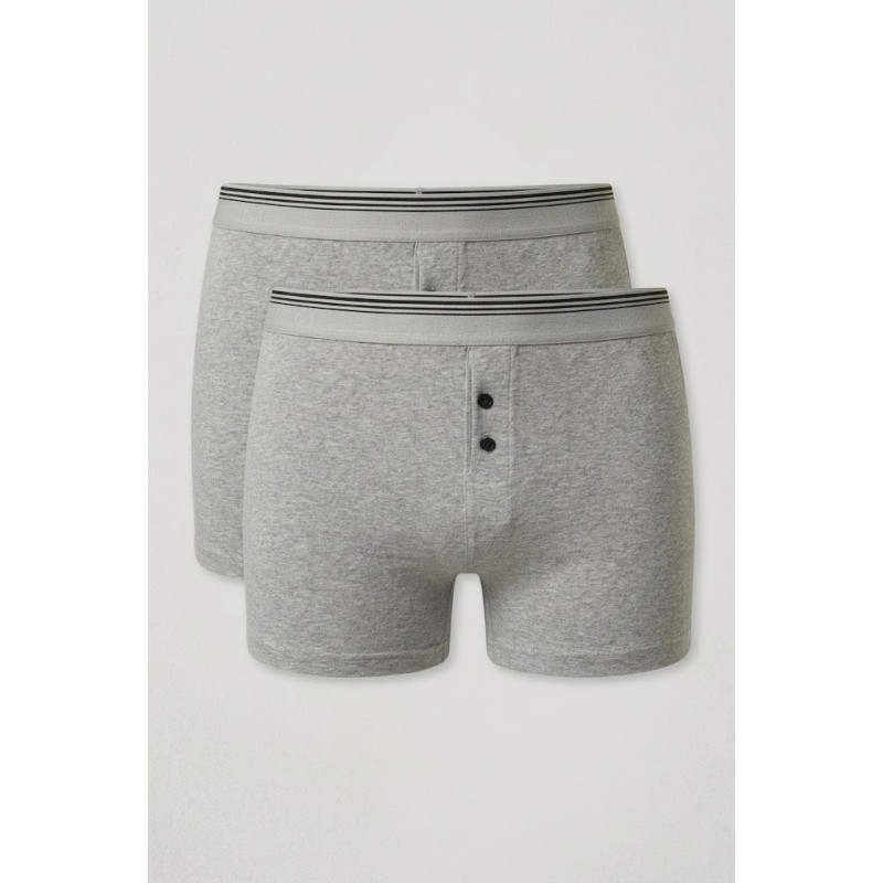 Türen Erkek Likrali Dügmeli Boxer 2'li Paket 135/Gri