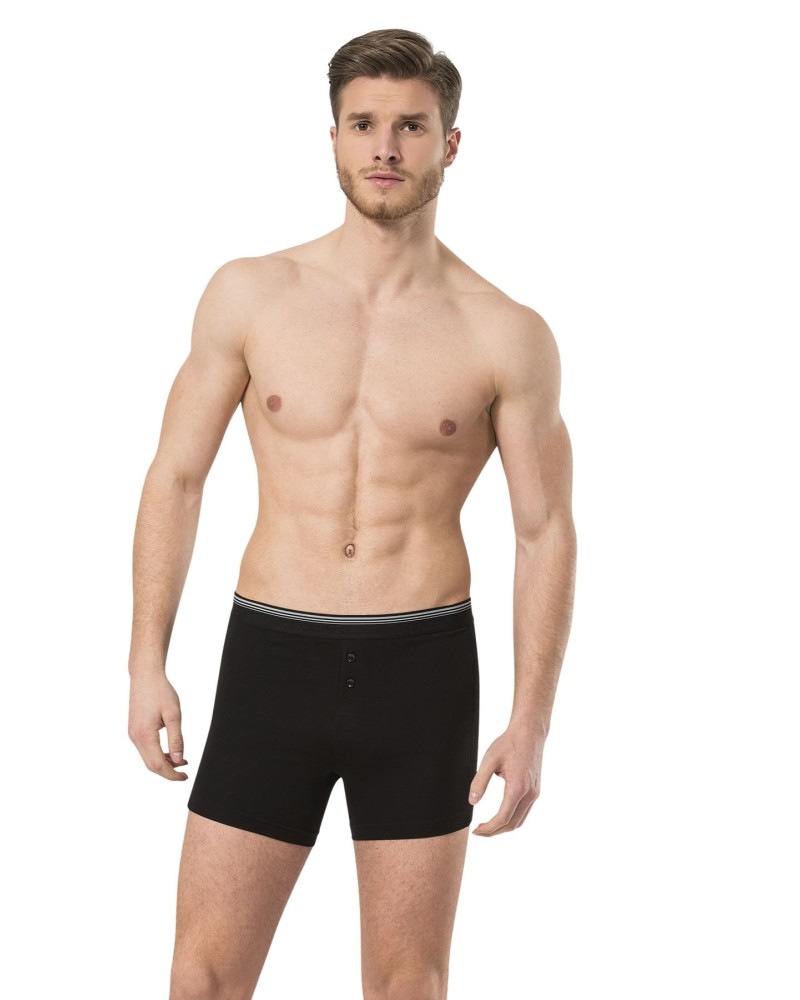 Türen Erkek Likrali Dügmeli Boxer 2'li Paket 135/Siyah Türen Erkek Likrali Dügmeli Boxer 2'li Paket 135/Siyah
